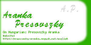 aranka presovszky business card